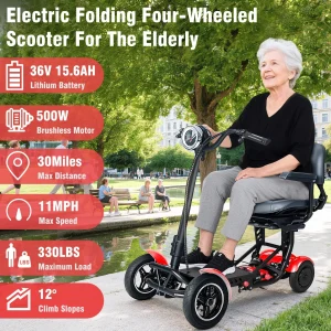 Folding 4-Wheel Mobility Scooter for Seniors & Adults